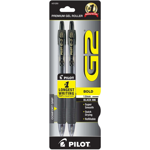 Pilot G2 Retractable Gel Ink Pens, Bold Point, Black, 2 Pack, 17510781 EasyOptionXY LLC