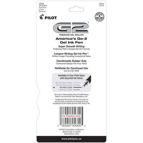 Pilot G2 Retractable Gel Ink Pens, Fine Point, Black Edge, 5 Count EasyOptionXY LLC