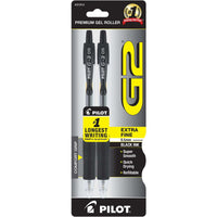 Pilot G2 Retractable Gel Pens, Extra Fine, Black, 2 Pack EasyOptionXY LLC