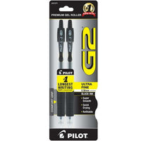 Pilot G2 Premium Retractable Gel Ink Rolling Ball Pens, Ultra Fine Point, Black Ink, 2 Pack EasyOptionXY LLC