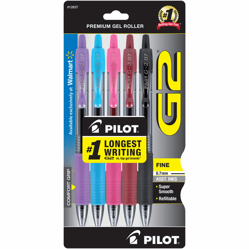 Pilot G2 Retractable Gel Ink Pens, Fine Point, Assorted Colors, 5 Pack, 581480431 EasyOptionXY LLC