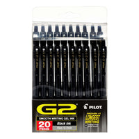 Pilot G2 Retractable Gel Ink Pens, Fine Point, Black, 20 Pk, 55126960 EasyOptionXY LLC