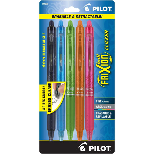 Pilot FriXion Clicker Erasable Gel Pens, Fine Point, Assorted Ink, 5 Count EasyOptionXY LLC