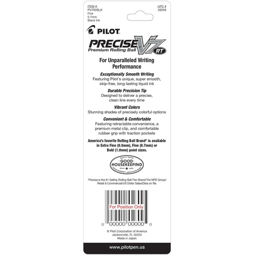 Pilot Precise V7 RT Pens, Fine Point, Rolling Ball, Black Ink, 2 Count, 20882653 EasyOptionXY LLC