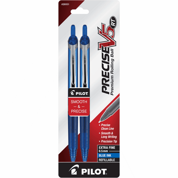 Pilot Precise V5 RT Pens, Extra Fine Pt, Rolling Ball, Blue, 2 CT EasyOptionXY LLC
