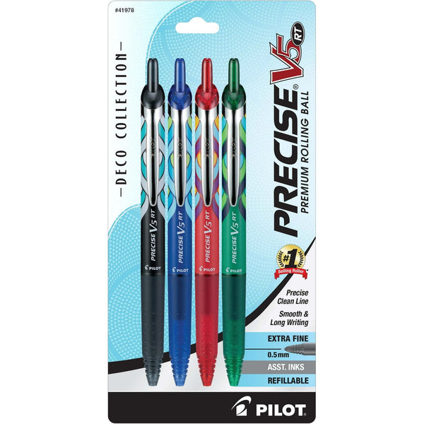 Pilot Precise V5 RT Retractable Rolling Ball Pens, Extra Fine Point (0.5mm), Assorted Ink, 4 Count EasyOptionXY LLC