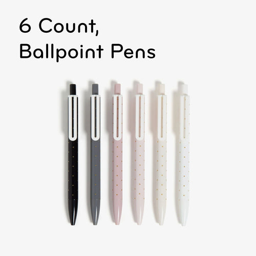 U Brands Laguna Ballpoint Pens, 6 Count, Foil Dots, Bold (1.0mm) Point, Black Ink EasyOptionXY LLC