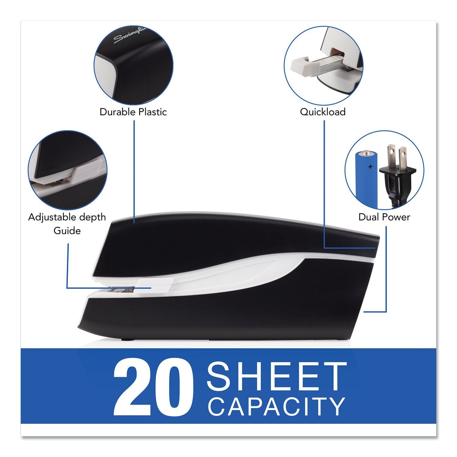 Swingline? Portable Electric Stapler, 20-Sheet Capacity, Black EasyOptionXY LLC
