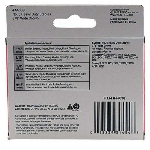 Surebonder 44038 Heavy Duty, Wide Crown, Swingline Type Staple with 3/8-Inch Leg Length, 1000-Pack EasyOptionXY LLC