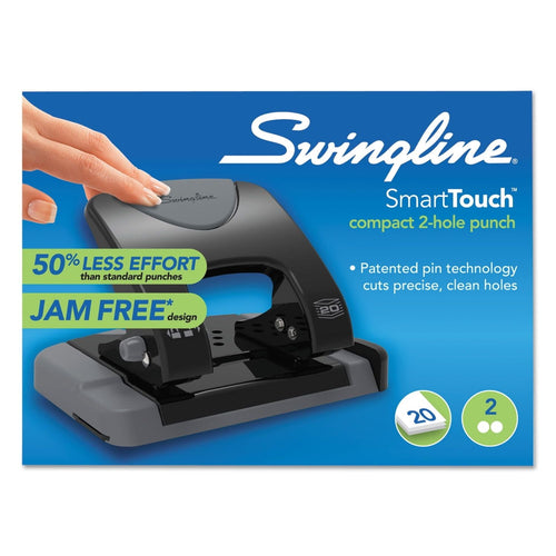 Swingline 20-Sheet Smarttouch Two-Hole Punch, 9/32" Holes, Metal, Black/Gray EasyOptionXY LLC