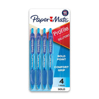 Paper Mate Profile Retractable Ballpoint Pen, Bold Point 1.4 mm, Blue, 4 Count EasyOptionXY LLC