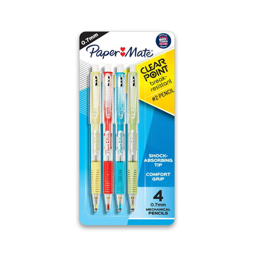 Paper Mate Clearpoint Mechanical Pencils, HB #2 (0.7 mm), Assorted Barrels, 4 Count EasyOptionXY LLC