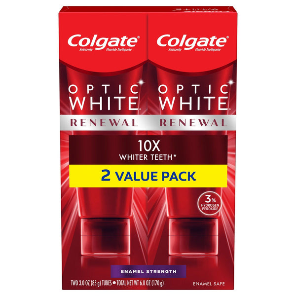 Colgate Optic White Renewal Teeth Whitening Toothpaste; Enamel Strength; 3 oz; 2 Pack EasyOptionXY LLC