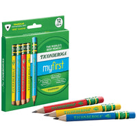 Ticonderoga My First Short Wooden Pencils, Large Triangle Barrel, Sharpened, #2 HB Soft, With Eraser, Primary Colors, 12 Per Pack, 2 Packs EasyOptionXY LLC
