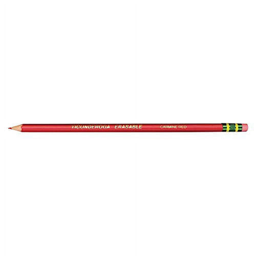 TICONDEROGA Erasable Checking Pencils, Pre-Sharpened with Eraser, Red, Pack of 4 (13941) EasyOptionXY LLC
