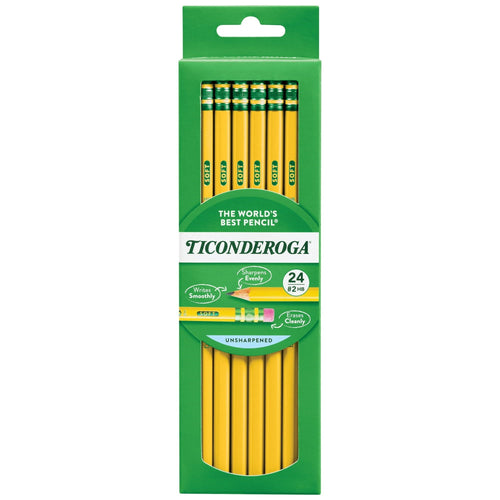 Ticonderoga Premium Wood Pencils, Unsharpened #2 Lead, Yellow, 24 Count EasyOptionXY LLC
