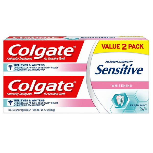 Colgate Sensitive Toothpaste; Whitening; Fresh Mint Gel Formula; 6 oz; 2 Pack EasyOptionXY LLC
