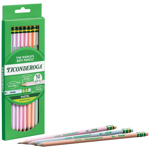 Ticonderoga #2 Pastel Pencils, 5 Assorted Colors, 10 Per Pack, 6 Packs EasyOptionXY LLC