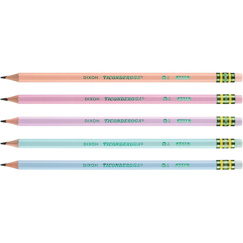 Ticonderoga #2 Pastel Pencils, 5 Assorted Colors, 10 Per Pack, 6 Packs EasyOptionXY LLC