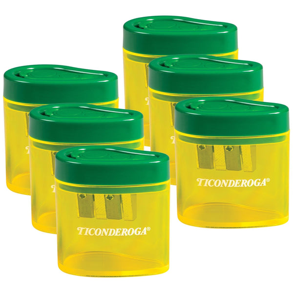 Ticonderoga Two Hole Pencil Sharpener, Green/Yellow, Pack of 6 EasyOptionXY LLC
