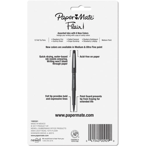 Paper Mate Candy Pop Flair Medium Point, 0.7 mm, Assorted, 12 Pack EasyOptionXY LLC