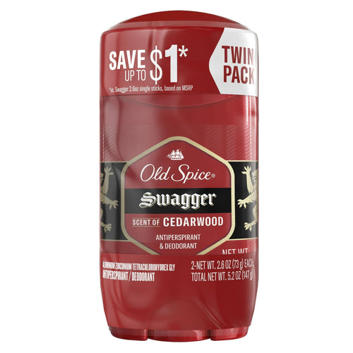 Old Spice Red Collection Swagger Scent Invisible Solid Antiperspirant Deodorant for Men, 2.6 oz Twin Pack EasyOptionXY LLC
