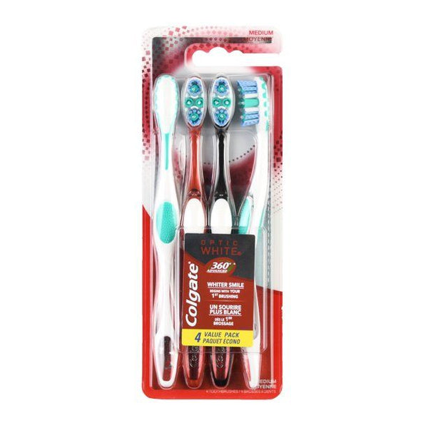 Colgate 360 Advanced Optic Toothbrush with Tongue; Medium; 4 Count EasyOptionXY LLC