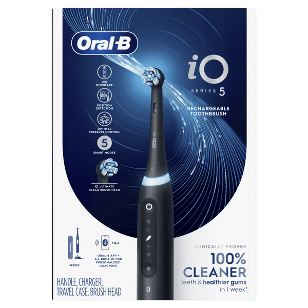 Oral-B iO Series 5 Electric Toothbrush with (1) Compact Brush Head, Rechargeable, Black EasyOptionXY LLC