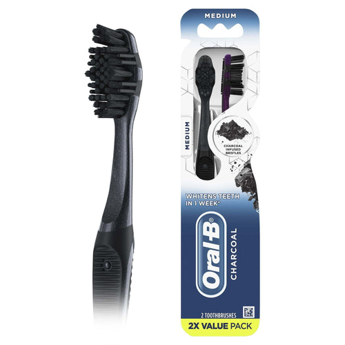 Oral-B Charcoal Manual Toothbrush, Medium, 2 Count, for Adults & Children 3+ EasyOptionXY LLC