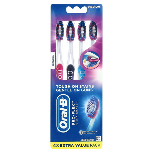 Oral-B Pro-Flex Stain Eraser Manual Toothbrush, Medium, 4 Count EasyOptionXY LLC