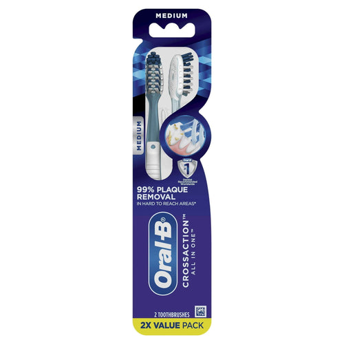 Oral-B CrossAction All in One Manual Toothbrush, Deep Plaque Removal, Medium, 2 Count EasyOptionXY LLC