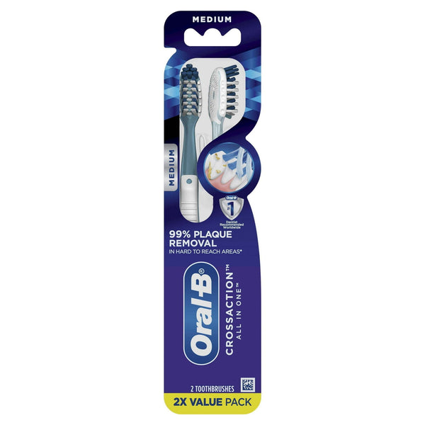 Oral-B CrossAction All in One Manual Toothbrush, Deep Plaque Removal, Medium, 2 Count EasyOptionXY LLC
