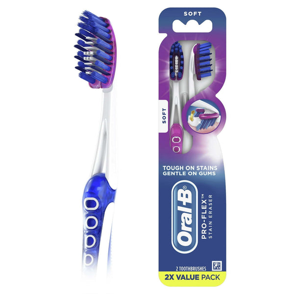 Oral-B Pro-Flex Stain Eraser Manual Toothbrush, Soft, 2 Count EasyOptionXY LLC