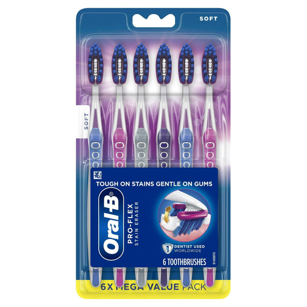 Oral-B 3D White Pro-Flex Toothbrushes, Soft, 6 Count, for Adults and Children 6+ EasyOptionXY LLC