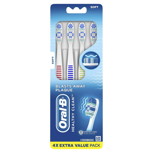 Oral-B Healthy Clean Toothbrushes, Blasts Away Plaque, Soft, 4 Count, for Adults and Children 3+ EasyOptionXY LLC