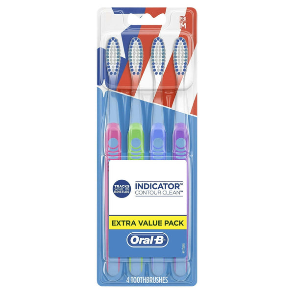 Oral-B Indicator Color Collection Manual Toothbrush, Medium, 4 Count, for Adults and Children 3+ EasyOptionXY LLC