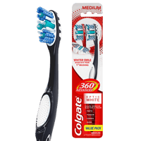 Colgate 360 Advanced Optic Whitening Toothbrush with Tongue; Medium; 2 Count EasyOptionXY LLC