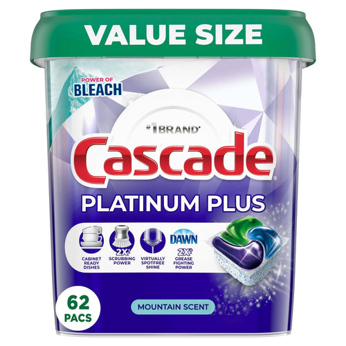 Cascade Platinum Plus Dishwasher Detergent Pacs, Mountain Scent, 62 Count EasyOptionXY LLC