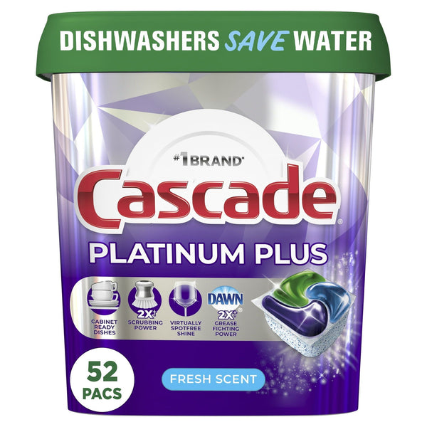 Cascade Platinum Plus Dishwasher Detergent Pacs, Fresh, 52 Count EasyOptionXY LLC