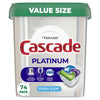 Cascade Platinum Dishwasher Pods, Dish Detergent ActionPacs, Fresh, 74 Count EasyOptionXY LLC