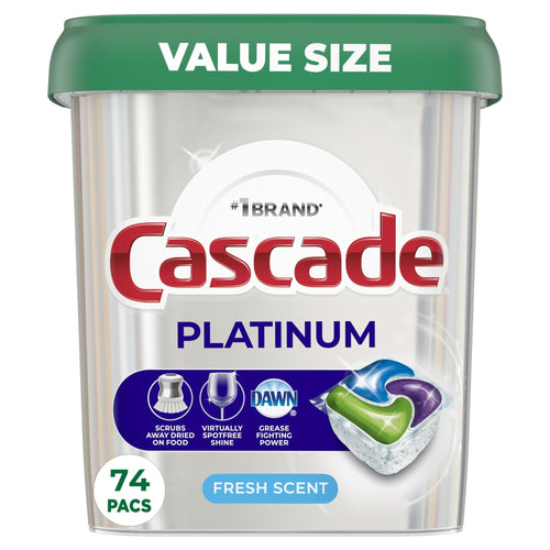 Cascade Platinum Dishwasher Pods, Dish Detergent ActionPacs, Fresh, 74 Count EasyOptionXY LLC