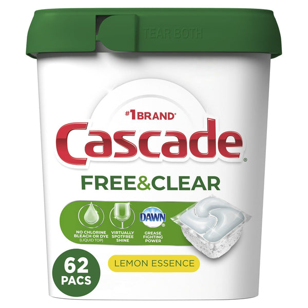 Cascade Free & Clear Action Pacs, Dishwasher Detergent, Lemon Essence, 62 Count EasyOptionXY LLC