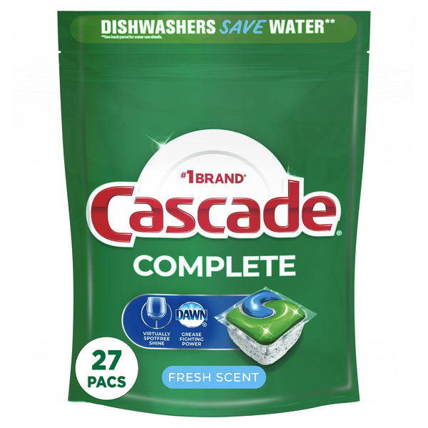 Cascade Complete ActionPacs, Dishwasher Detergent, Fresh Scent, 27 Ct EasyOptionXY LLC