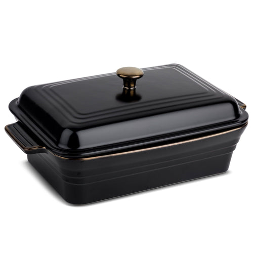 Thyme & Table 13" Stoneware Covered Baking Dish, Onyx EasyOptionXY LLC