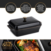 Thyme & Table 13" Stoneware Covered Baking Dish, Onyx EasyOptionXY LLC
