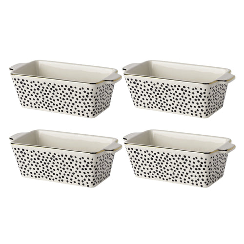 Thyme & Table 7" Ceramic Mini Loaf Dish for Bake & Serve 4-Piece Set, Dot EasyOptionXY LLC
