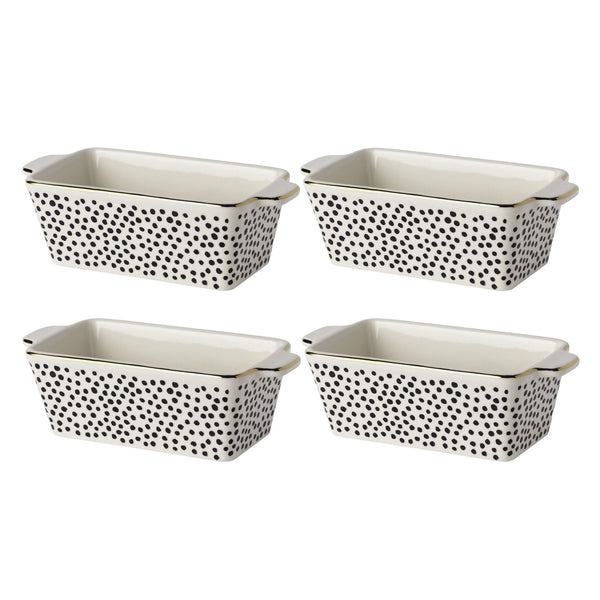Thyme & Table 7" Ceramic Mini Loaf Dish for Bake & Serve 4-Piece Set, Dot EasyOptionXY LLC