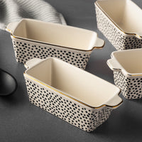 Thyme & Table 7" Ceramic Mini Loaf Dish for Bake & Serve 4-Piece Set, Dot EasyOptionXY LLC