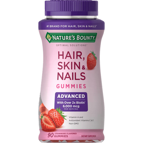 Nature's Bounty Advanced Hair; Skin and Nails Strawberry Gummies; 6000 mcg Biotin; 90 Count EasyOptionXY LLC