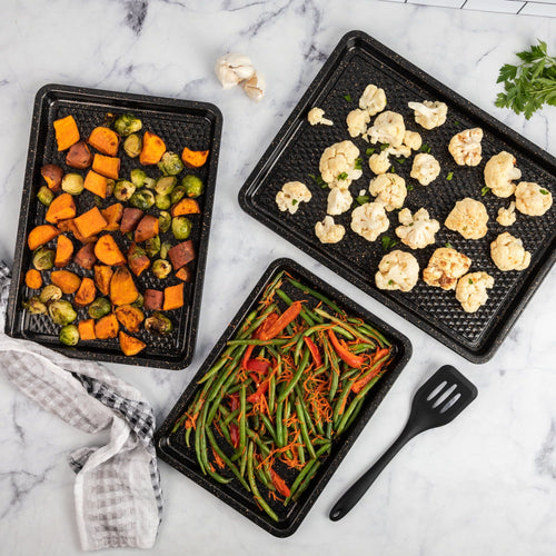 Thyme & Table Nonstick Sheet Pan 3-Piece Set, Black EasyOptionXY LLC